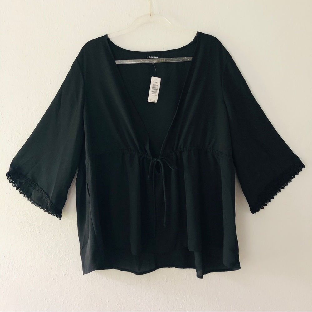Torrid, Black Tie Babydoll Top